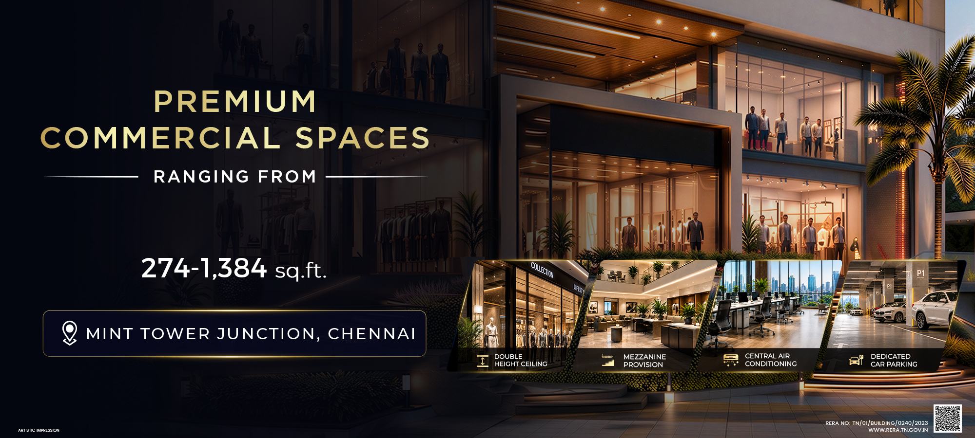 Premium commercial spaces at Mint Plaza ranging from 274 to 1,384 sq.ft., Mint Tower Junction, Chennai